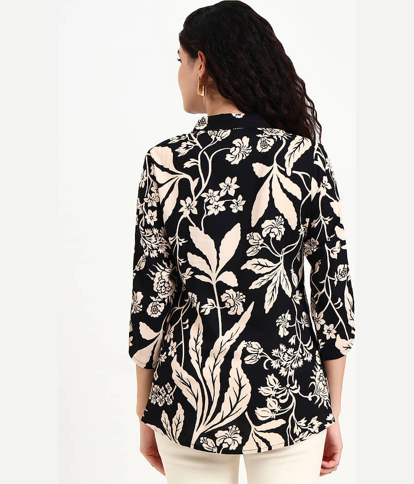 Divena Women's Viscose Rayon A-Line Top ( Black ) view 2