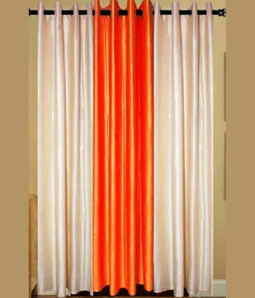 N2C Home Solid Semi-Transparent Eyelet Curtain 7 ft ( Pack of 3 ) - Multicolor