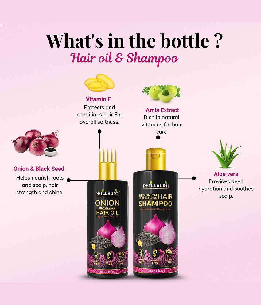 Onion Blackseed Hair Oil And Shampoo for Hair Regrowth and Hair Fall Control view 2