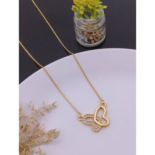 Traditional Double Heart Necklace with Crystal, Minimalist Pendant, Dainty Chain, Romantic Jewelry view 2