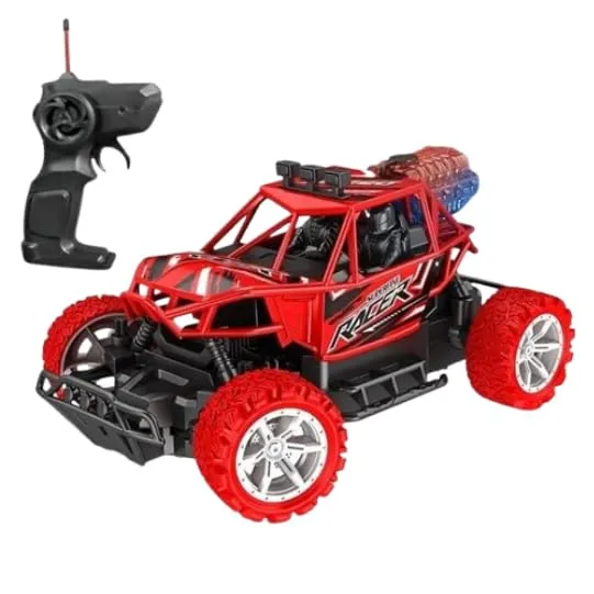 RC Climbing Car with Water Mist Spray Smoke Stunt Crawler, 40 MHz Remote Control Off-Road Toy for Kids, Red, Rechargeable