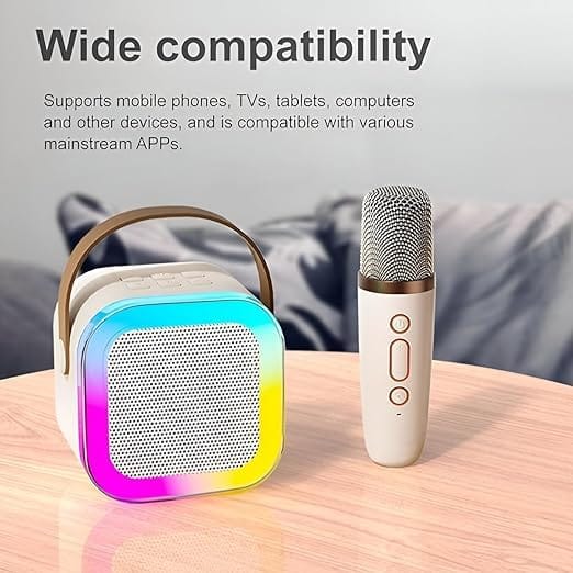 S669 Speaker Machine Bluetooth-Compatible Wireless Karaoke Mic Speaker Multi-Compatibility Modes, RGB Lights | Party POP Bluetooth Speaker with Mic (Multicolor) view 2