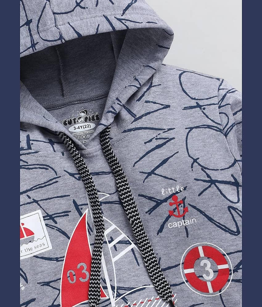 CUTOPIES Pack of 1 Boys Cotton Blend Sweatshirt ( Dark Grey ) view 2