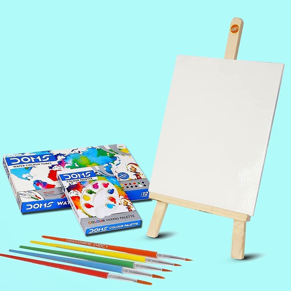 Planet of Toys Painting Set For Kids 6-12 Years Boys&Girls|Canvas Painting Kit For Kids With Wooden Easel Painting Stand|Water Color Tube For Painting/ Color Mixing Palette&6 Painting Brushes view 2