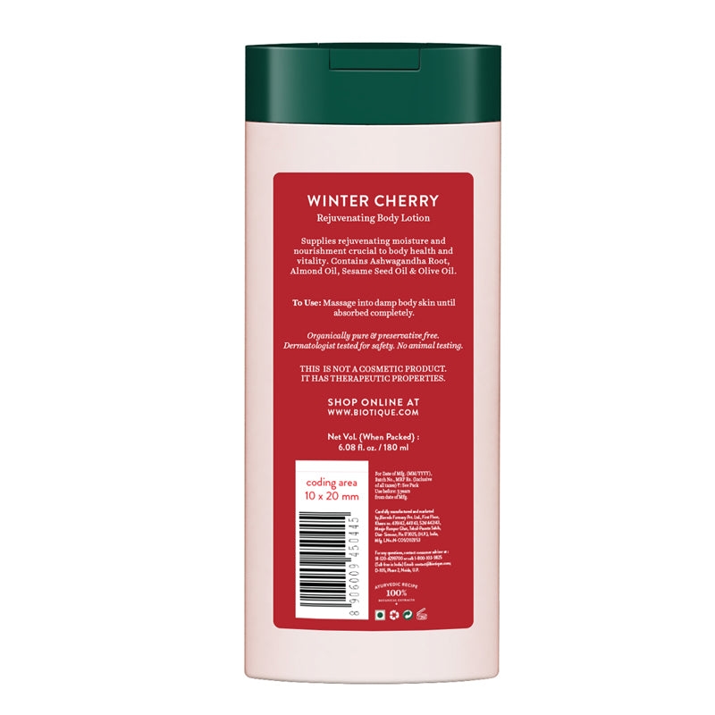 Biotique Winter Cherry Rejuvenating Body Lotion 180ml view 2
