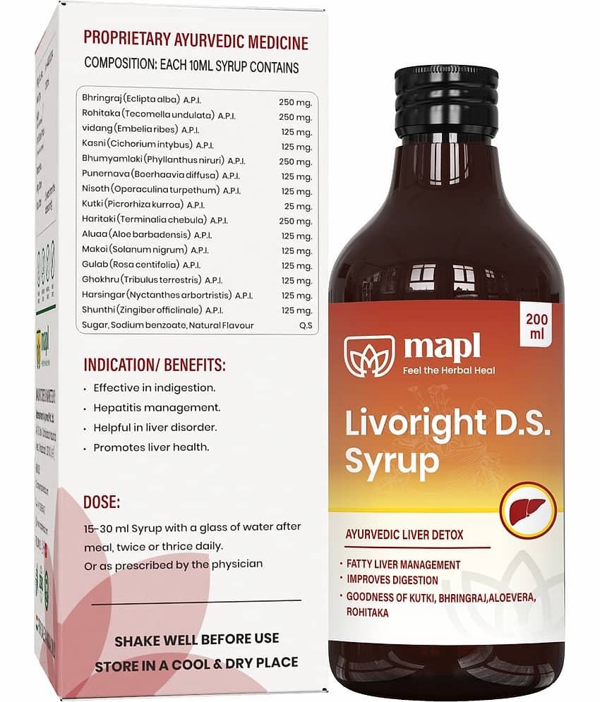 MAPL Livoright DS Syrup for Liver Detox Support, Fatty Liver Care, Liver Function, Digestive Health, Metabolism Boost & Overall Wellness - 200ml view 2