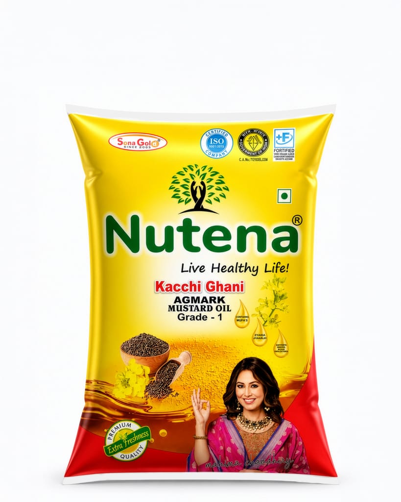 Nutena Kachi Ghani Mustard Oil 1 Liter Pouch
