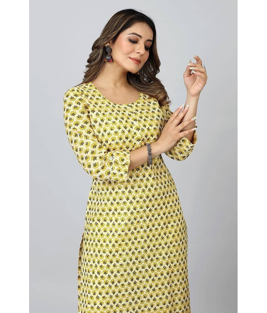 SARRAS Cotton Printed Straight Women's Kurti - Yellow ( Pack of 1 ) view 2