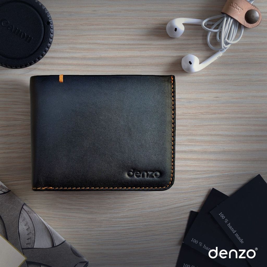 Multicolored Leather Wallet - Black & Tan with RFID Protection I DENZO view 2