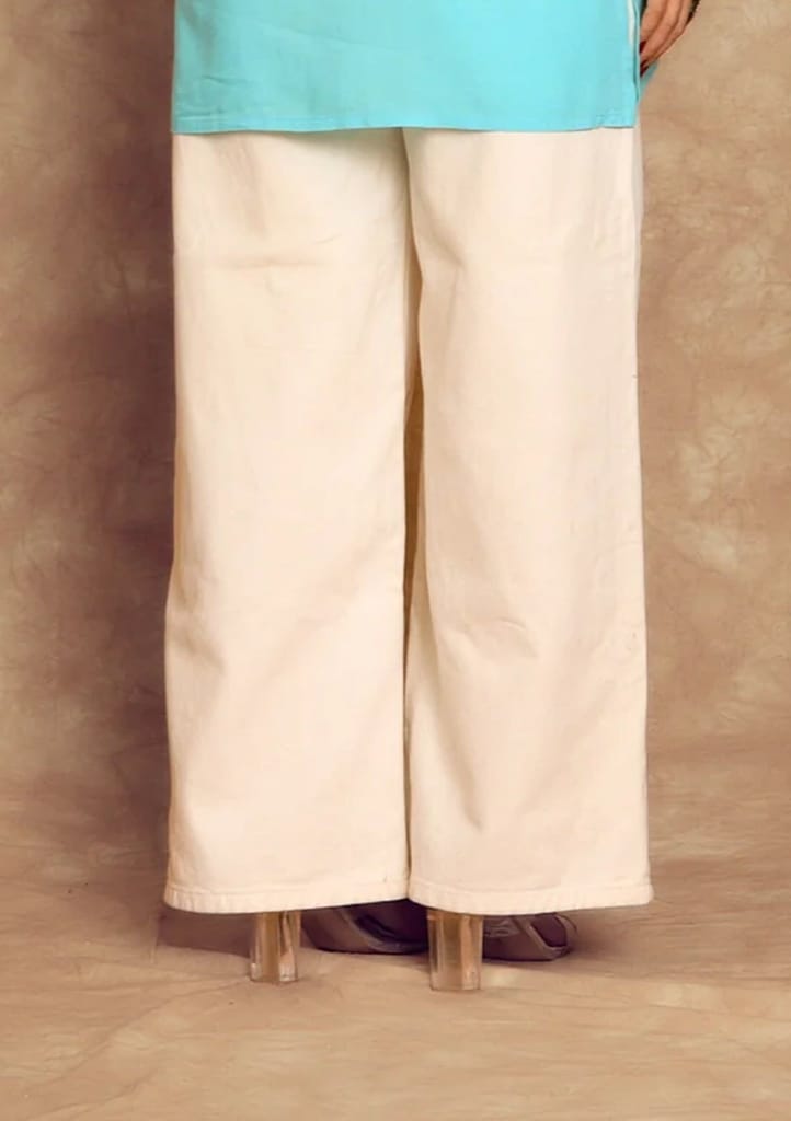 Cotton Solid Women's Pants - White view 2