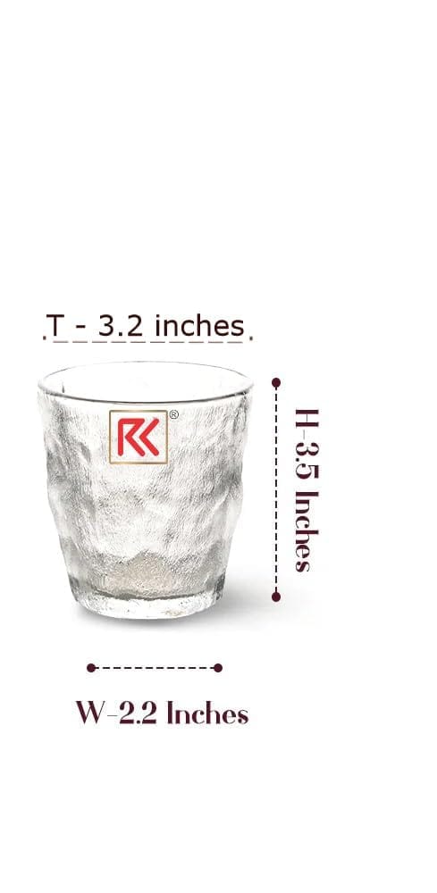 RK ICE Frost Diamond Crystal Clear Design All Purpose Glass Set Bar Glass for Drinking Bourbon, Whisky, Juice Scotch, Cocktails, Cold Drinks (Pack of 4,300Ml) view 2