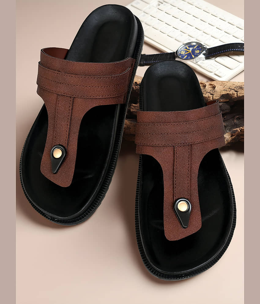 Altek Brown Men's Thong Flip Flop view 2