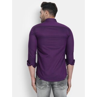 Baleshwar Men Purple Solid Slim Fit Casual Shirt view 2