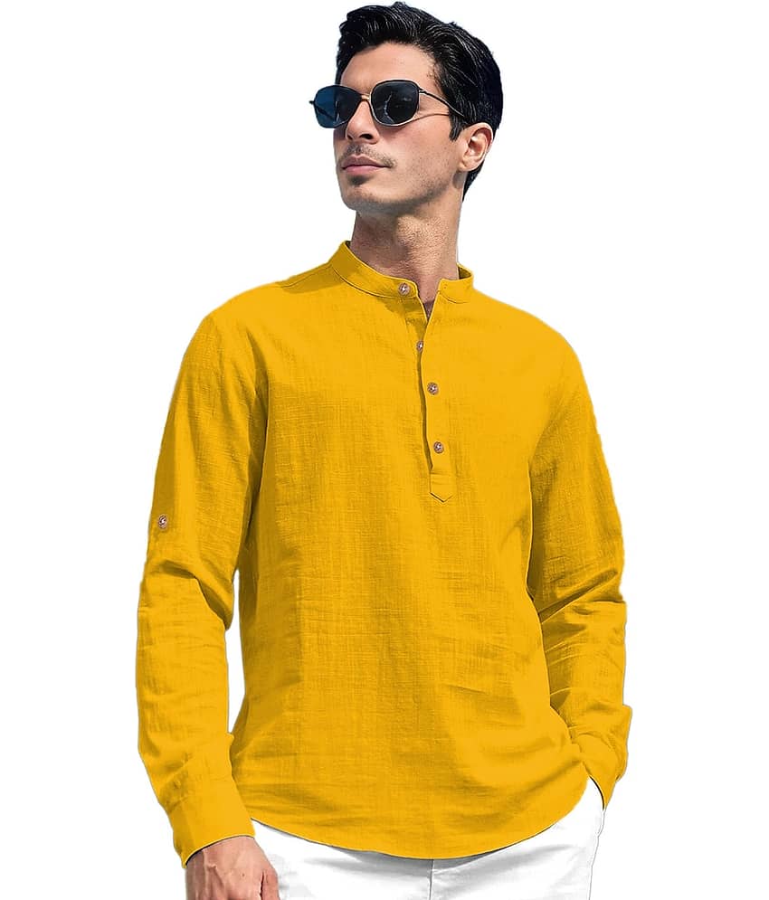 Vida Loca Turquoise Cotton Blend Men's Shirt Style Kurta ( Pack of 1 ) view 2