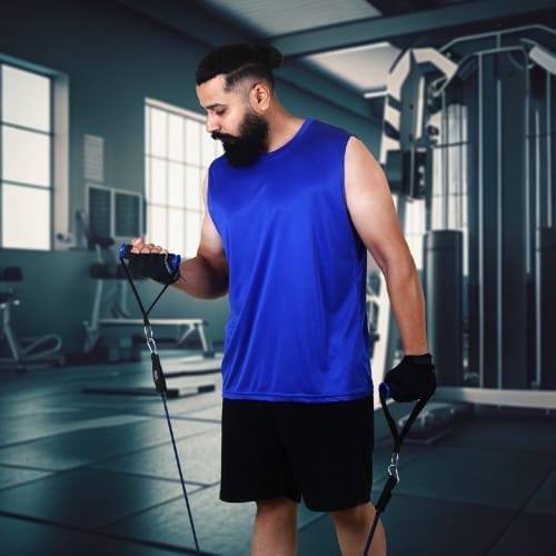 Men's Gym Sleeveless T-Shirt Royal Blue - Drifit, Quick Dry Sports Tank Top, Sando Vest view 2