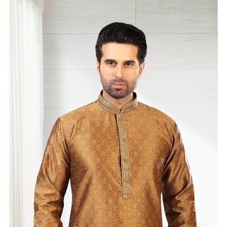 Raivat Ethnic Brown Colour Jacquard Silk Brocade Kurta Pajama 1005 view 2