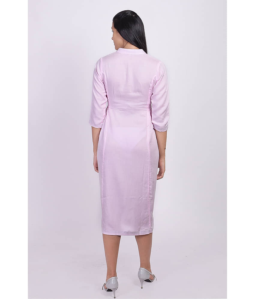 SAART BUNAAI - Pink Rayon Women's Straight Kurti view 2