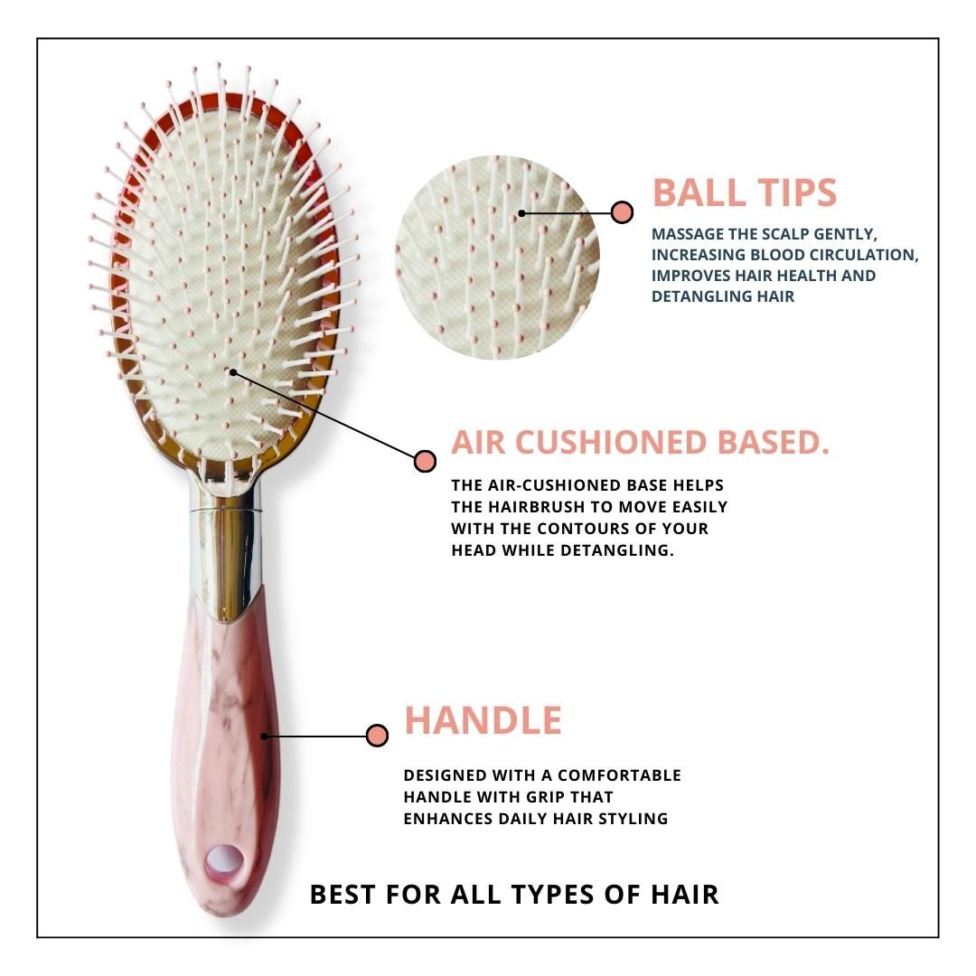 Oval paddle metal shiny hairbrush for men and women for daily hair styling and detangling view 2