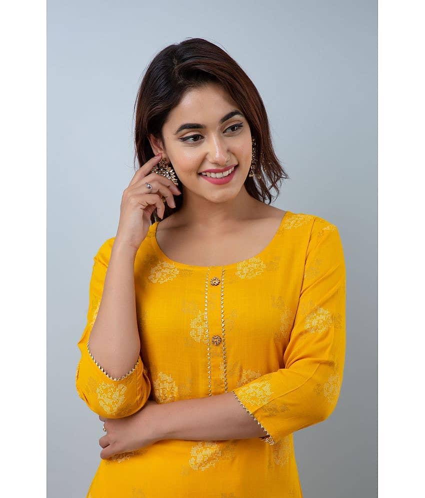 Doriya Brown Rayon Kurti With Palazzo - Stitched Suit view 2