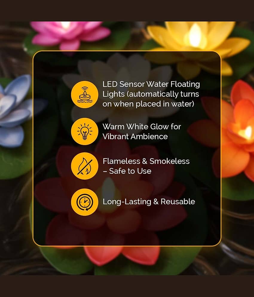 TYOHAAR - Floating Flower LED Candle Water Sensor Battery Opearted Multi ( Pack of 5 ) view 2