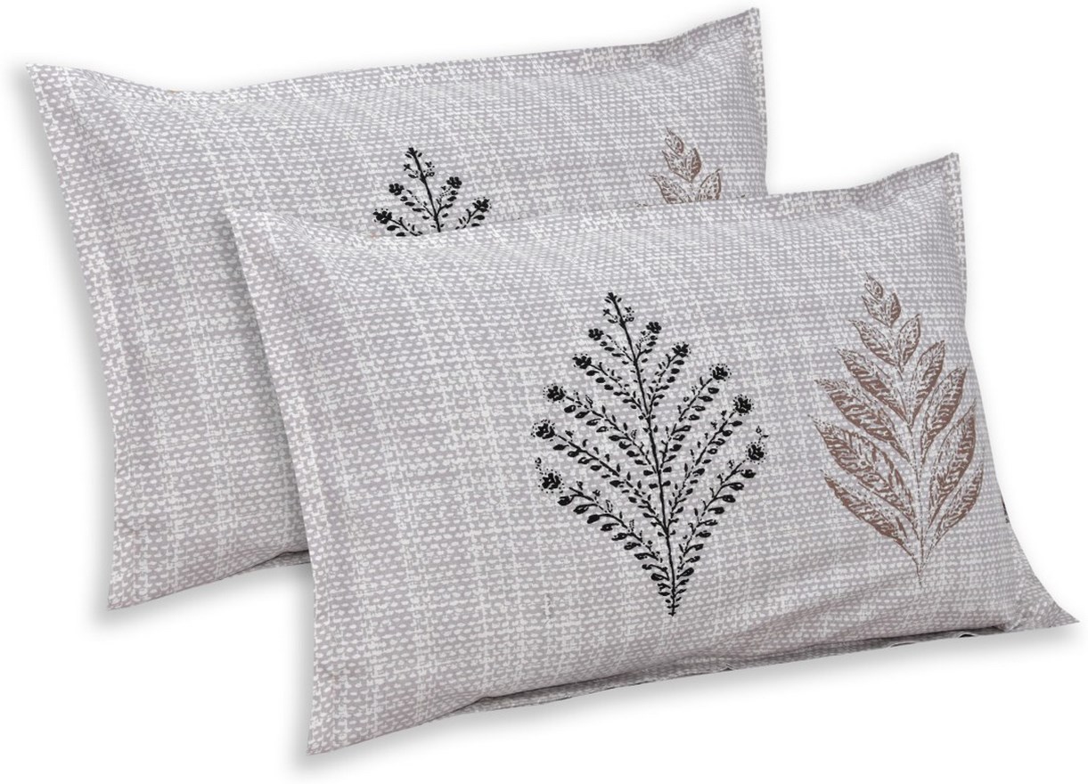 Lali Prints Brown Grey Ethnic Motifs Cotton 130 TC Queen Bedsheet with 2 Pillow Covers view 2