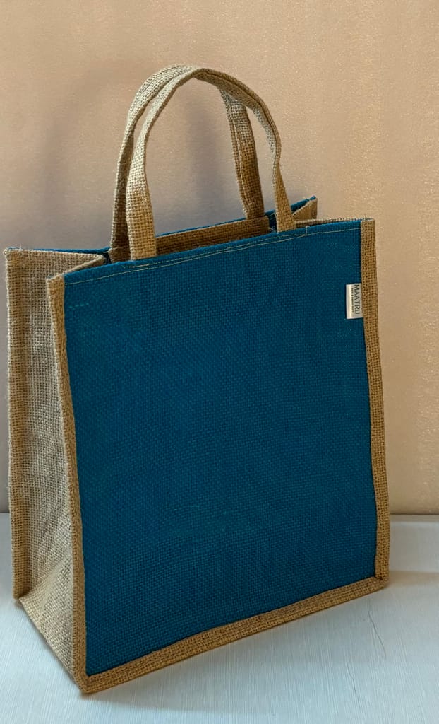 Blue Jute Tote Bag view 2