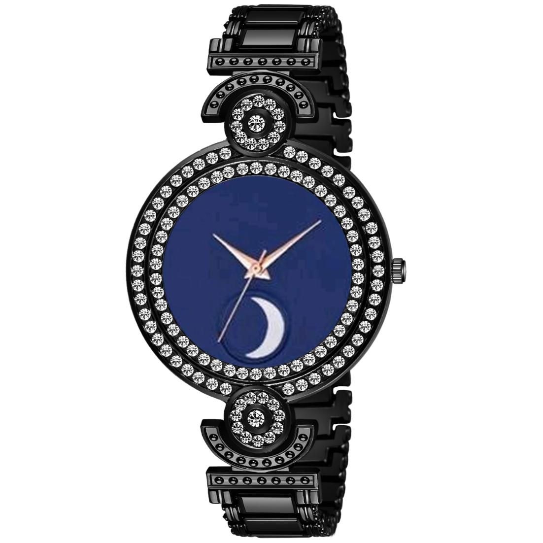 Bolun Blue Half Chand Dial Black BD Girls and Women Watch view 2