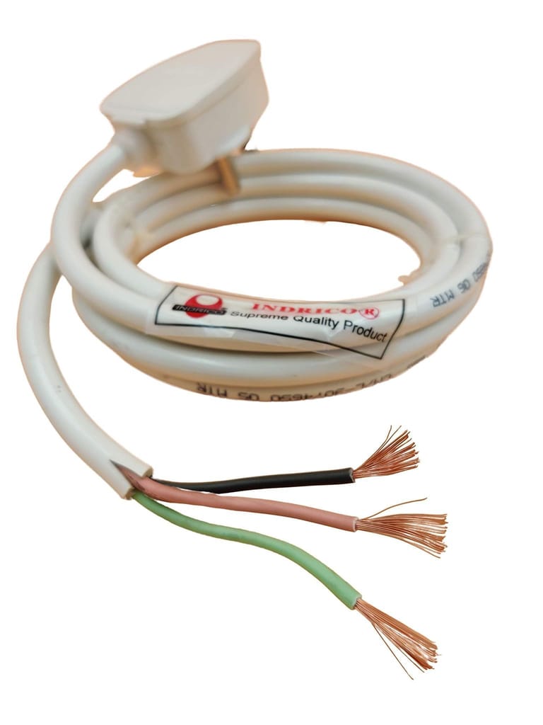 INDRICO 3 Pin Power Cable AC Extension Cord 3 Core Copper Heavy Duty Wire for Cooler Fan Refrigerator Fan and Other Home Appliances PVC White/Black/Grey Pack of 1 view 2