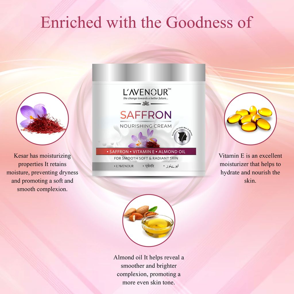 L'avenour Saffron Nourishing Cream with Vitamin E For Soft, Smooth & Radiant Skin - 100ml view 2