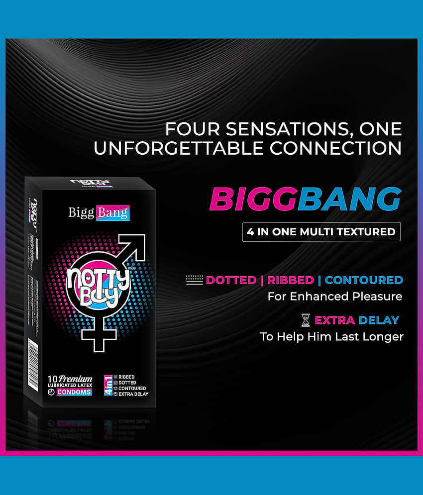 NottyBoy 3 IN 1 & 4 IN 1, Dotted, Ribbed, Long Lasting, Contour Condoms For Men - 60 Units view 2