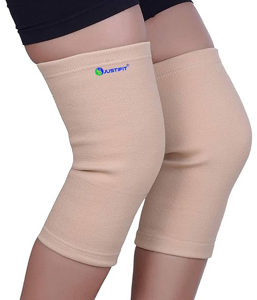 JUSTIFIT Unisex Sports Knee Supports Pair of 1 Beige ( M - Size )