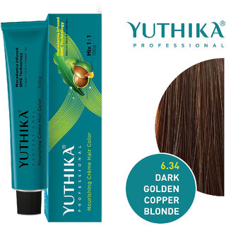 Yuthika Professional Creme Hair Color 100gm Dark Golden Copper Blonde 6.34 view 2