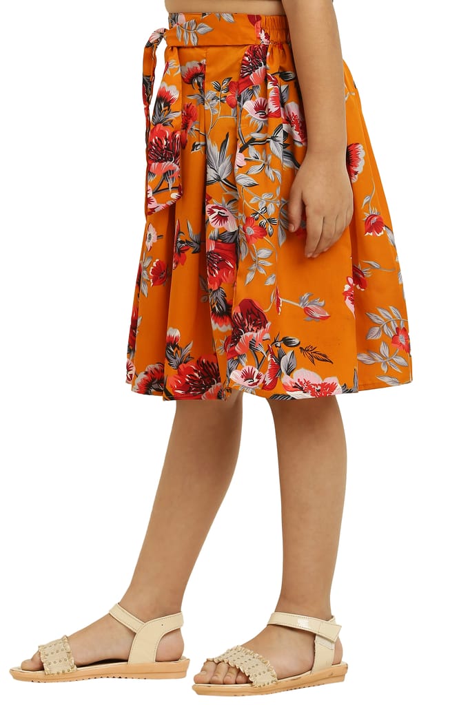 Cute Fancy Kids Pair Skirt Brown & Musted For Girls. view 2
