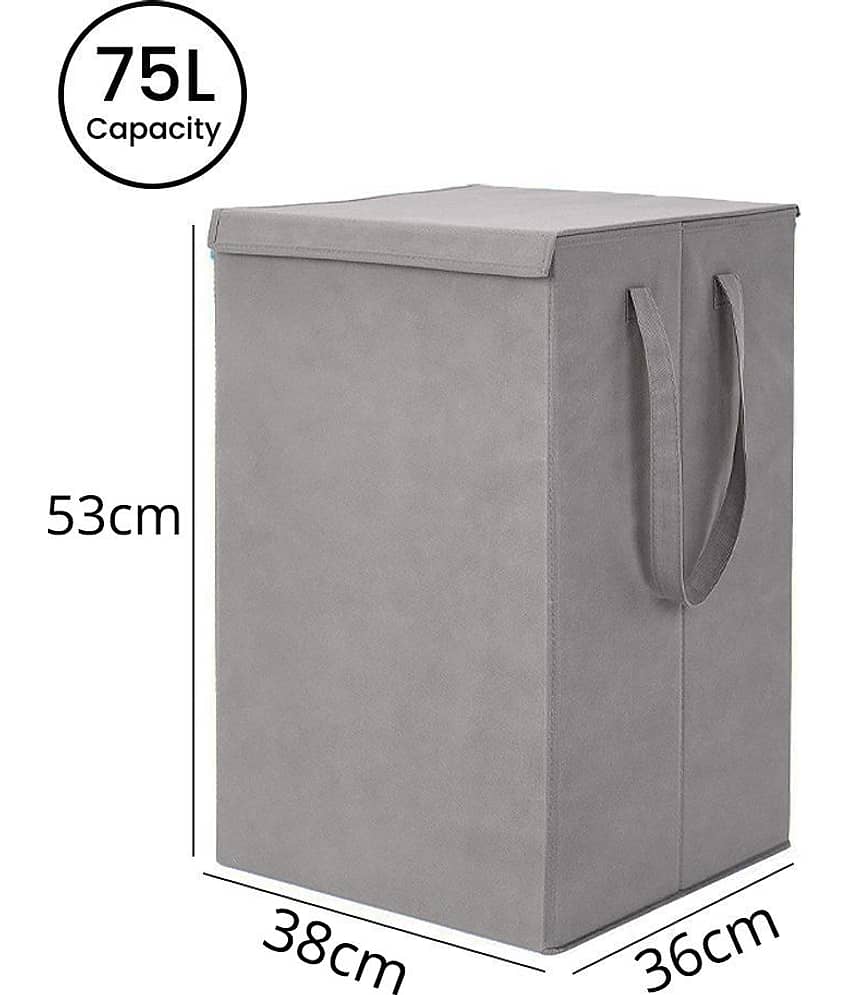 75 L Foldable Storage Box/Laundry Bag for Clothes|Toy Storage Box with Lid & Handle,Red & Black (Pack of 1 ) view 2