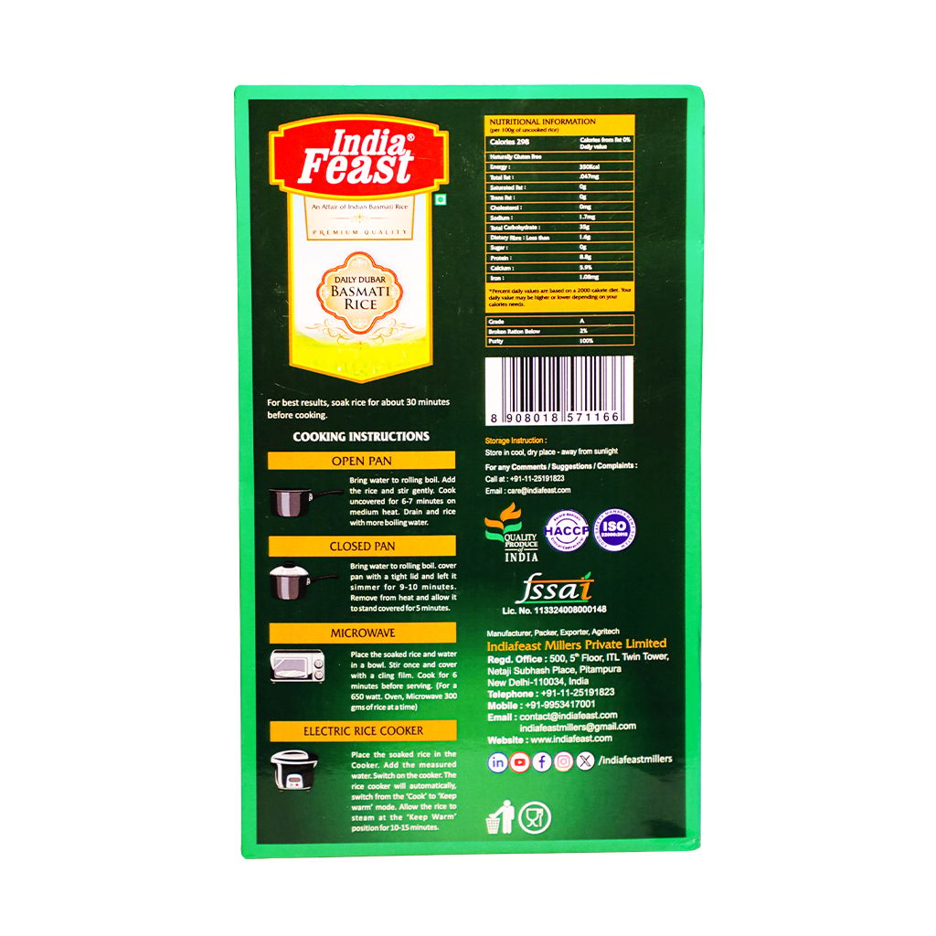 Indiafeast Daliy Dubar Basmati Rice | 1 kg | Long Grain view 2