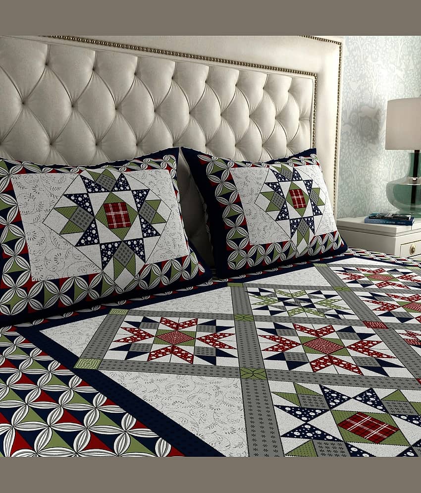 ABHACLOTHO Cotton 1 Double Bedsheet with 2 Pillow Covers ( Multicolor ) view 2