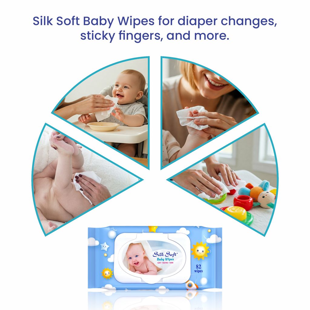 Silk Soft Baby Wet Wipes with Lid– 164 Wipes (82 x 2 Packs) | Fragrance-Free, Alcohol-Free & Hypoallergenic | Extra Thick, Moisturizing & Gentle on Sensitive Baby Skin view 2