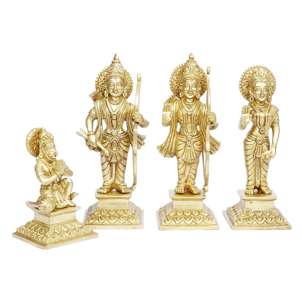 ARTVARKO Brass Ram Darbar Statue Shree Ram Ji Sita Laxman Hanuman Home Décor Puja Bhagwan Idol Murti for Mandir Temple 8.5 Inches view 2