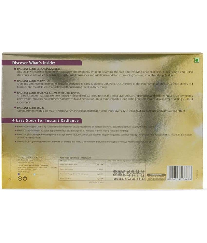 Lotus Herbals Radiant Gold Cellular Glow Facial Kit (37 g) view 2