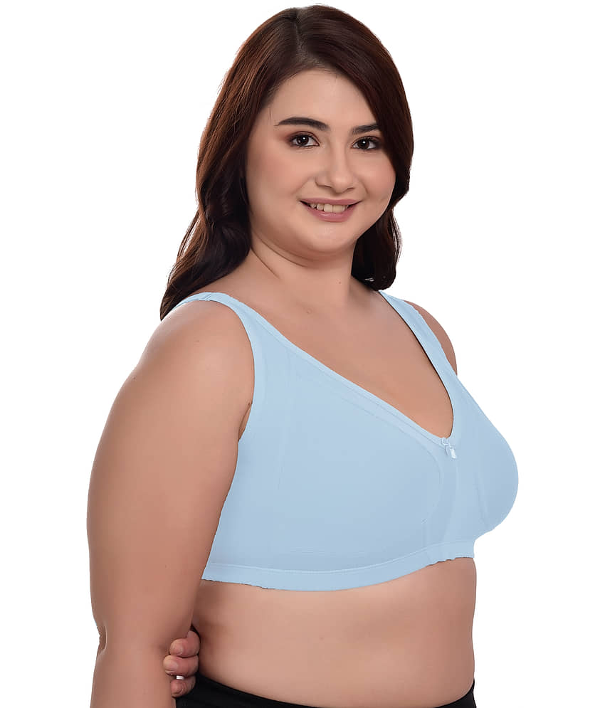 Elina Pack of 1 Cotton Non Padded Everyday Bra For Women ( Light Blue ) view 2