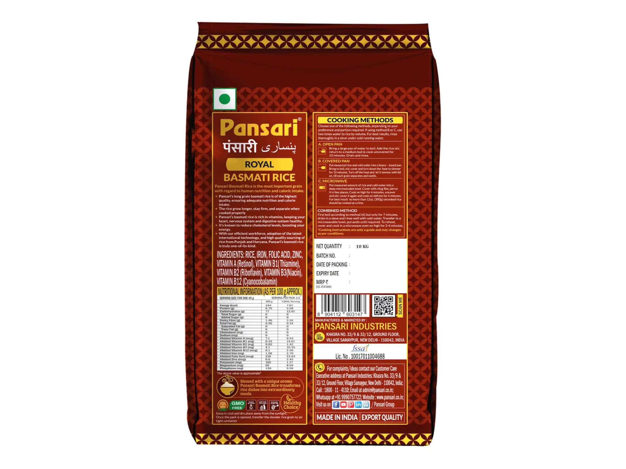 Pansari Royal Basmati Rice - 10 Kilogram view 2
