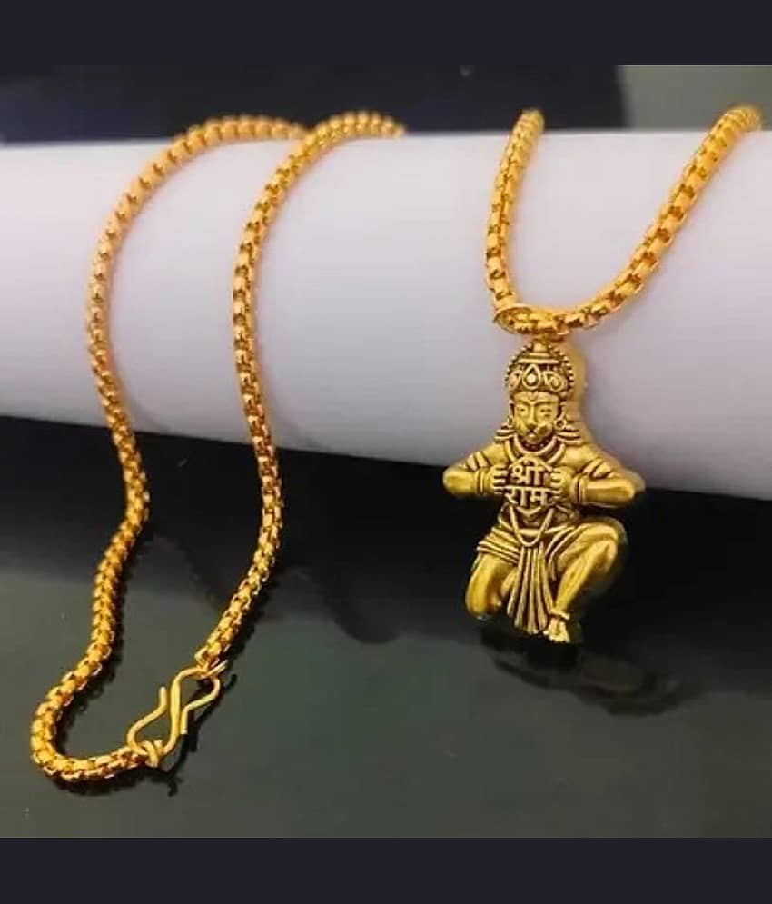 Charms Gold Religious Pendant With Chain ( Pack of 1 ) view 2