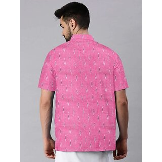 OMSAIFAB Men Self Design Casual Pink Shirt view 2