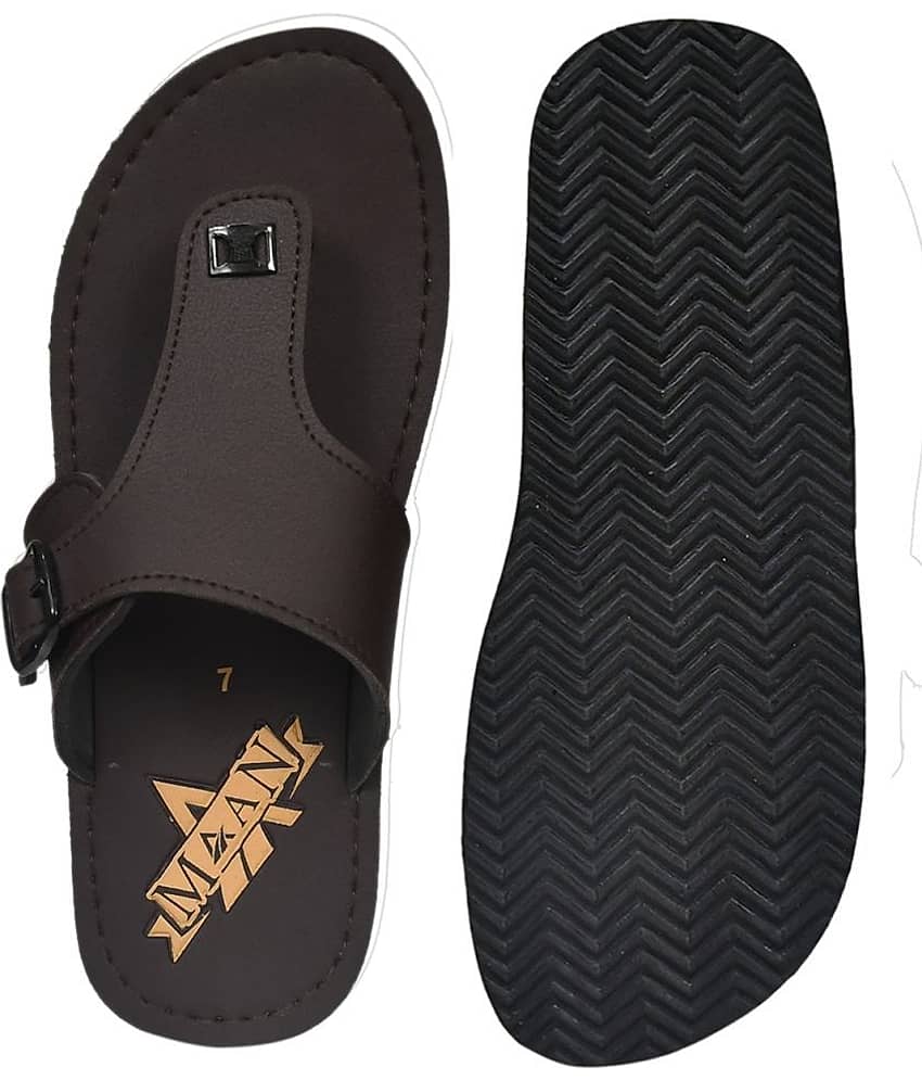 MAAN Brown Men's Thong Flip Flop view 2