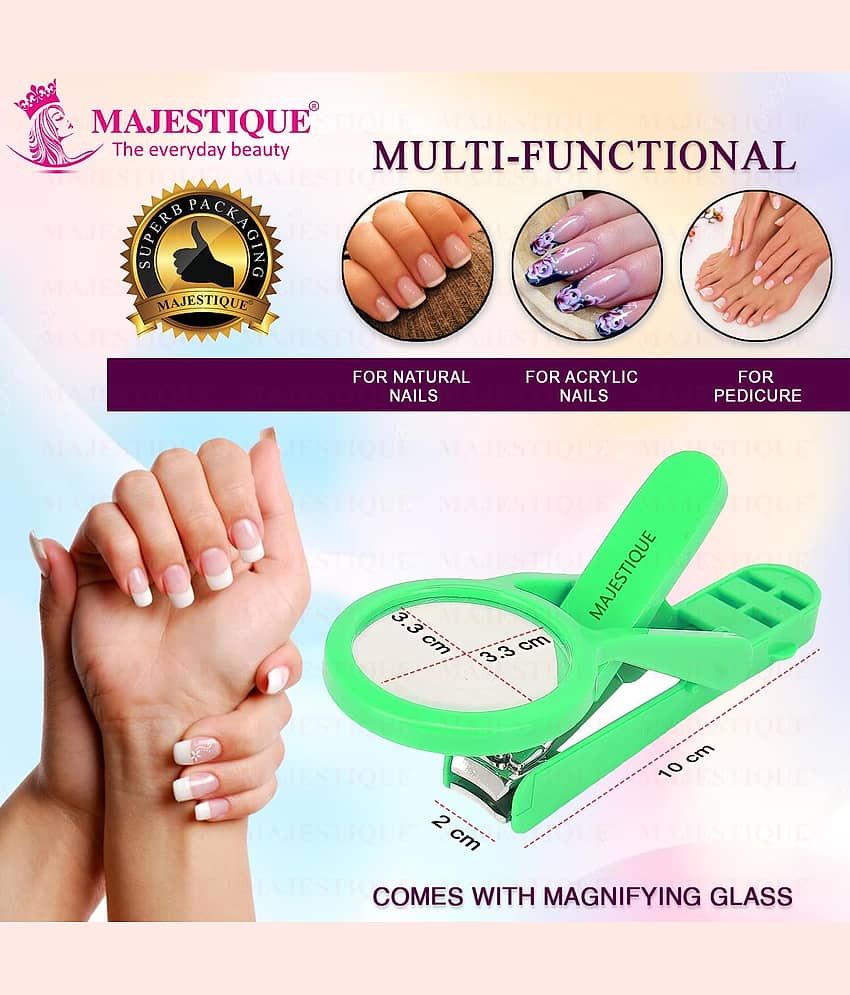 Majestique Nail Clipper with Magnifying Glass Sharp Smooth Edge Nails Cutter - 1Pc/Multicolor view 2
