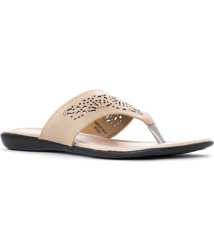 KHADIM Beige Women's V-strap Flats view 2