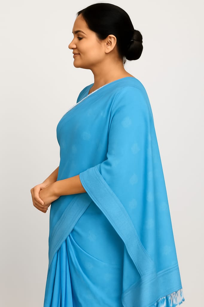 Sky Blue Floral Saree with Matching Blouse [Pack of 2] view 2
