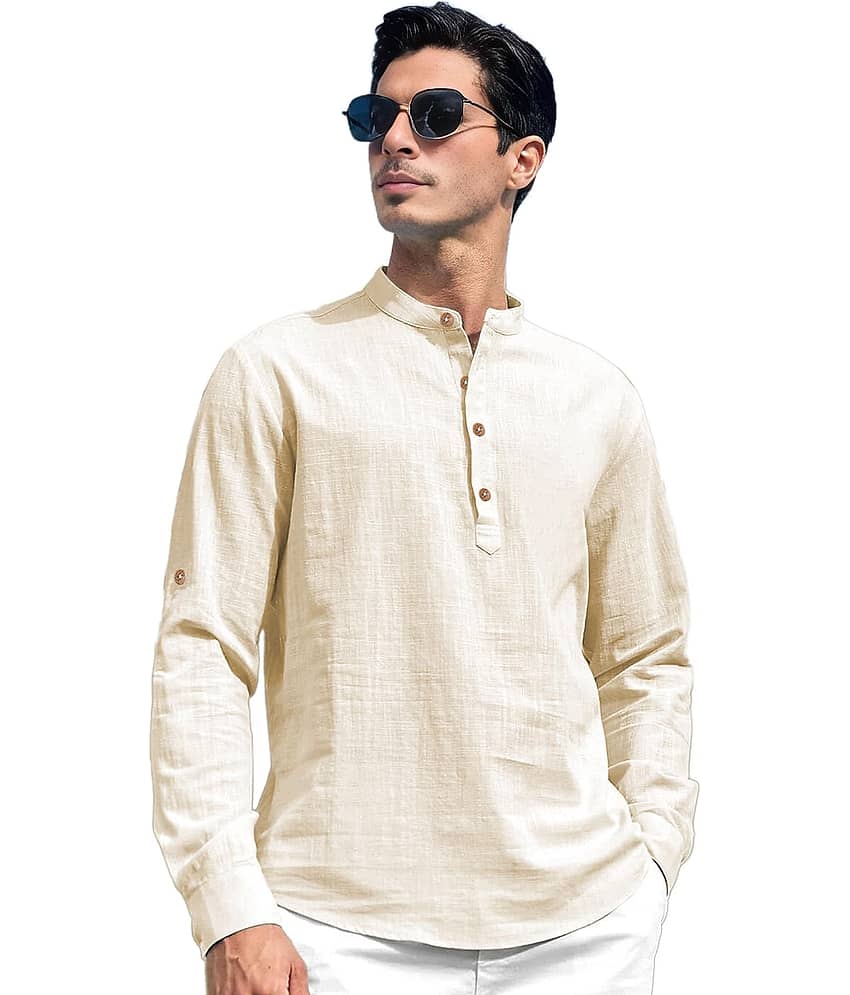 UNI VIBE Maroon Cotton Men's Shirt Style Kurta ( Pack of 1 ) view 2