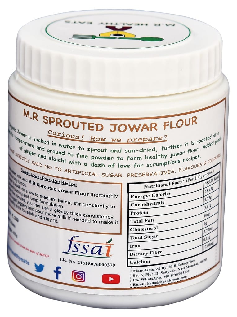 M.R Healthy Eats- Organic Sprouted Jowar Flour For Kids & Adults In Food-Grade Container 400 gms (+6 months) view 2