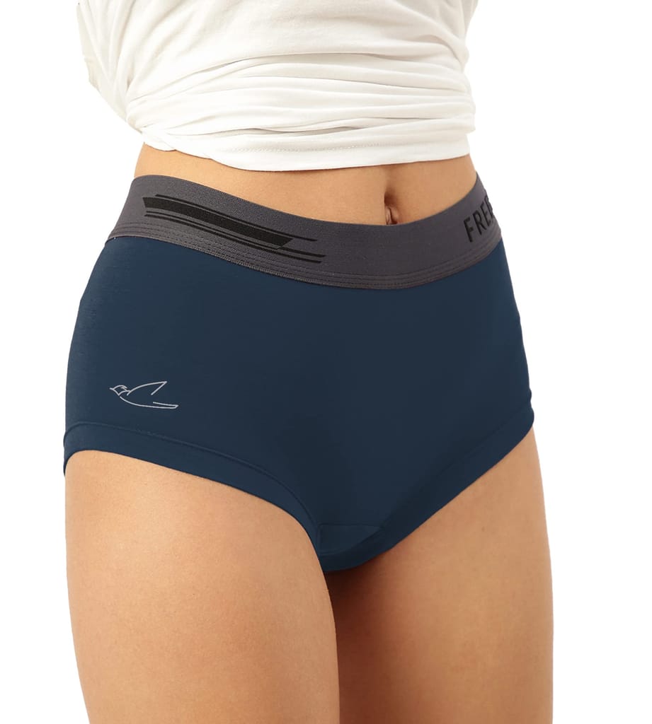 Freecultr Women's Underwear Antibacterial Micromodal Airsoft | Boxer Brief - Non-Itch, No Chafing, Sweat-Proof Comfort Pack of 1-Prussian Blue view 2